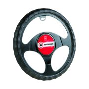 Кожаная оплётка руля AUTOPROFI AP-396 BK